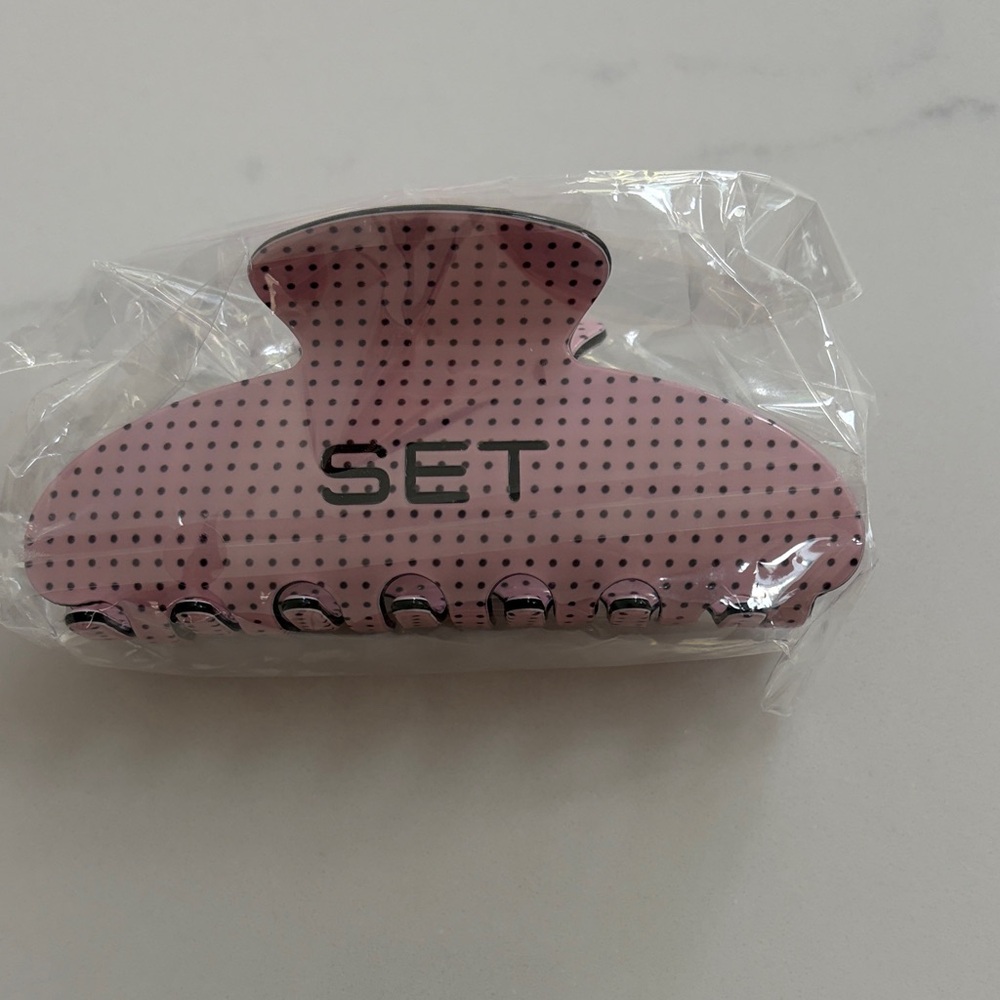 SET Active Pink Polka Dot Hair Claw Clip